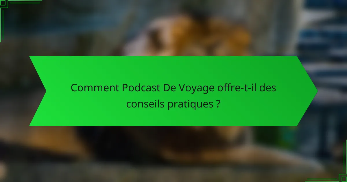 Comment Podcast De Voyage offre-t-il des conseils pratiques ?
